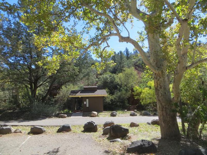 Chavez Crossing Group Campground restroom building. 