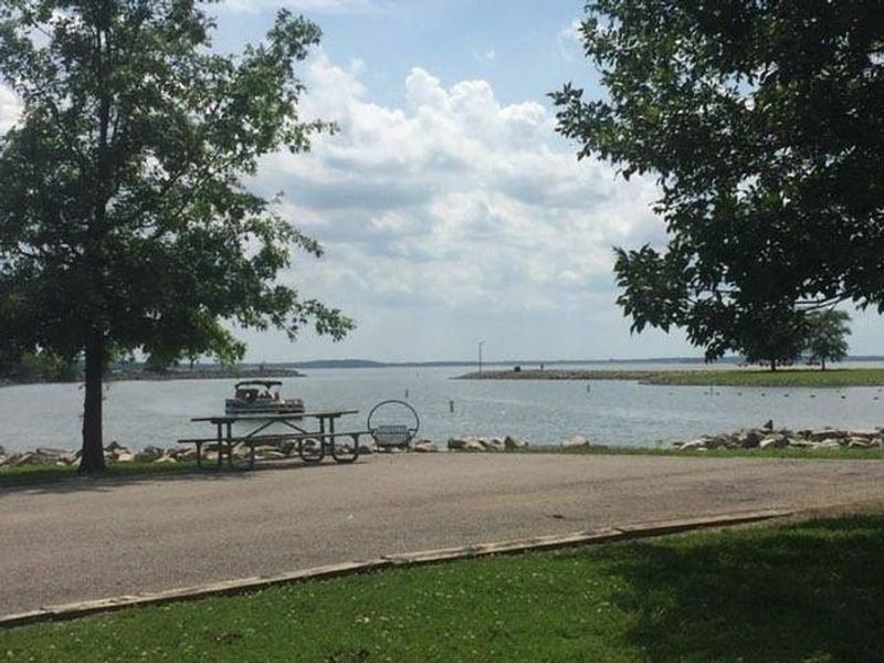 View of waterfront campsite at Coles Creek Campground.