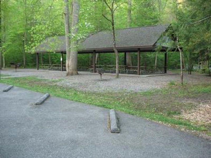 view of pavilion from parking area