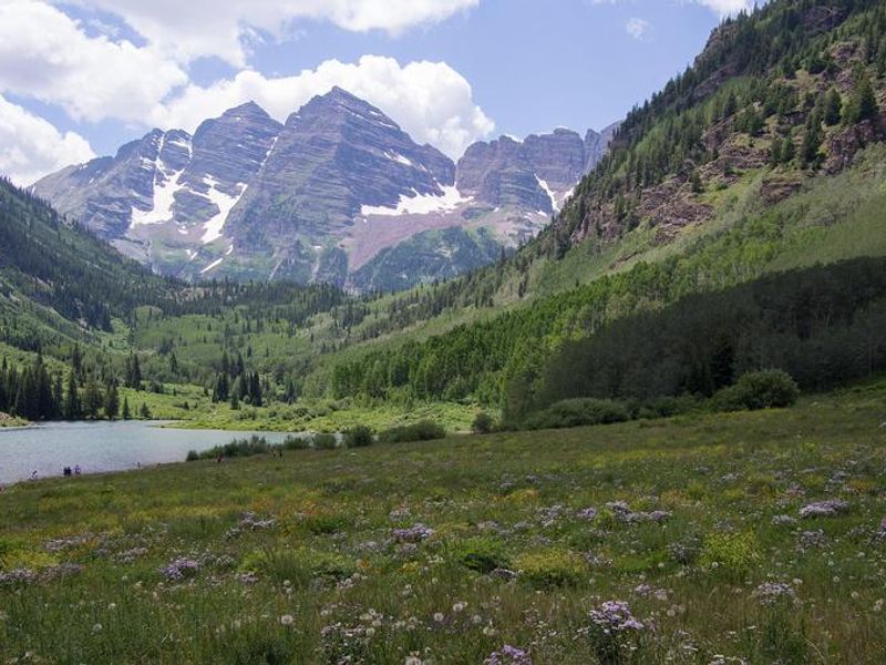 View of the Maroon Bells from the Amphitheater