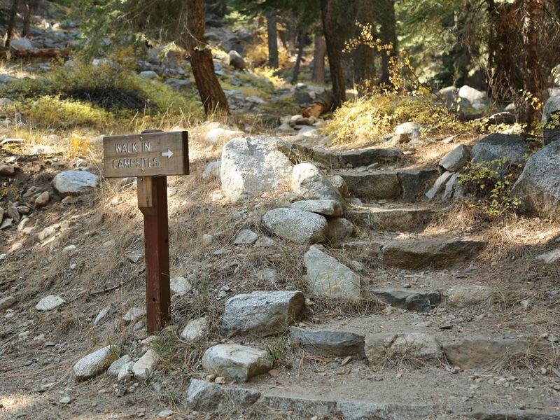 A short walk from parking spots leads to the walk-in sites