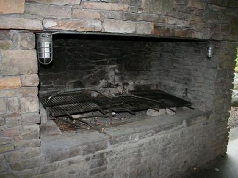 Fireplace grill in picnic pavilion