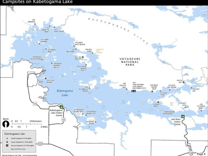 Map of all campsites on Kabetogama Lake. All campsites must be accessed by water.
