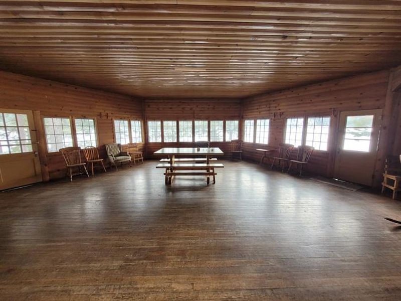 A glimpse into the great room from the French Doors on the rear of the cabin. 