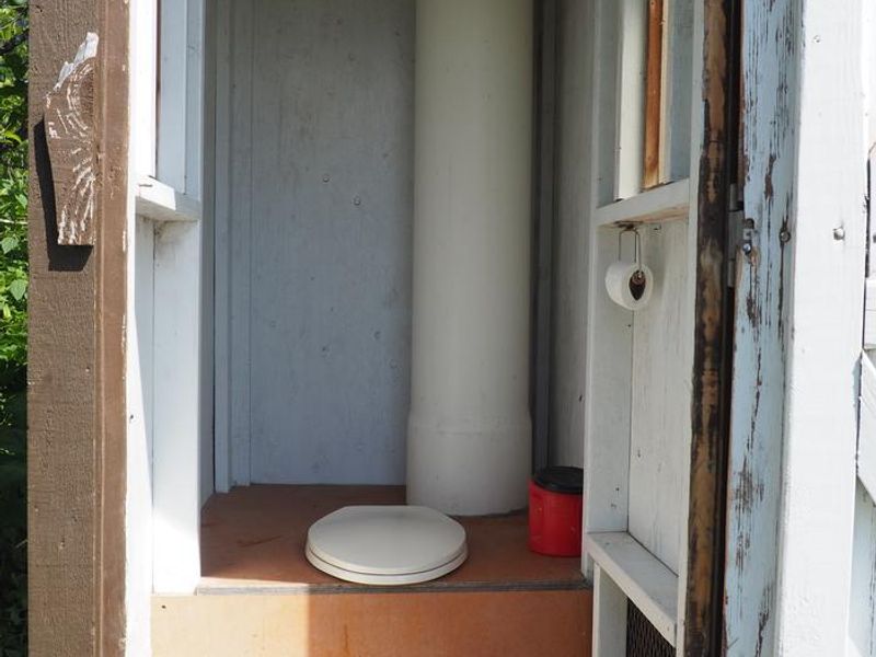 Interior of outhouse at Twin Lakes