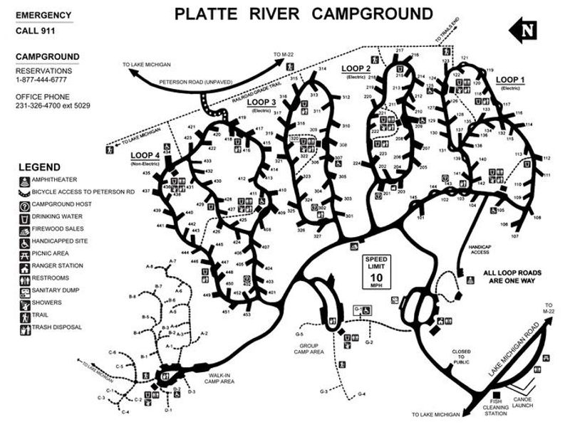 camper information map given at check-in