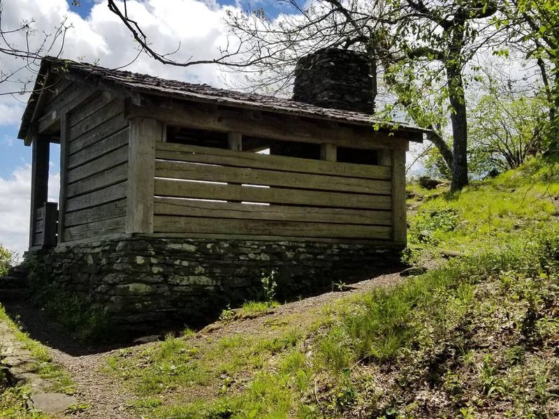 This old AT shelter on the Rock Castle Gorge Trail offers spectacular views.  The trail runs close by the campground.