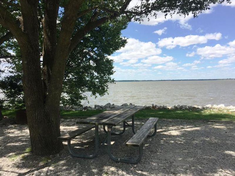 View of waterfront campsite at Boulder Campground.