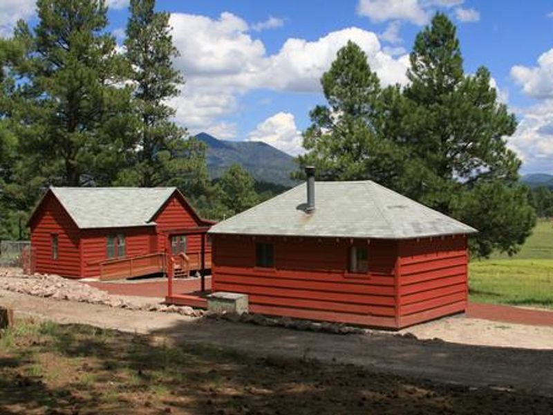 Main cabin and bunkhouse