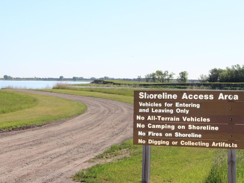 Road leading to shoreline for easy access to the shoreline of Lake Sakakawea for water activities