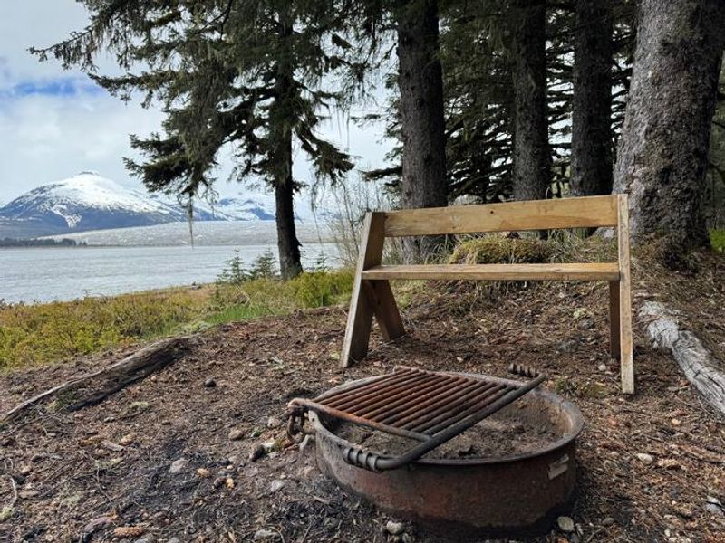 Fire ring view of Taku Glacier