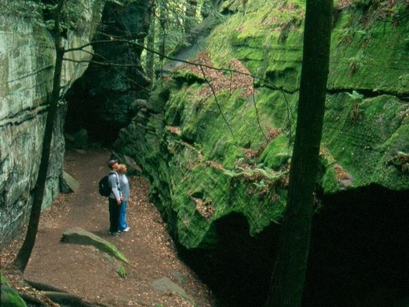 Hikers at the Ledges in Spring
