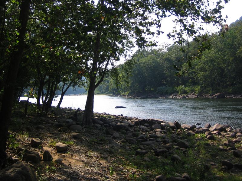 The New River at Grandview Sandbar offers opportunities for relaxation, fishing, and white-water boating.