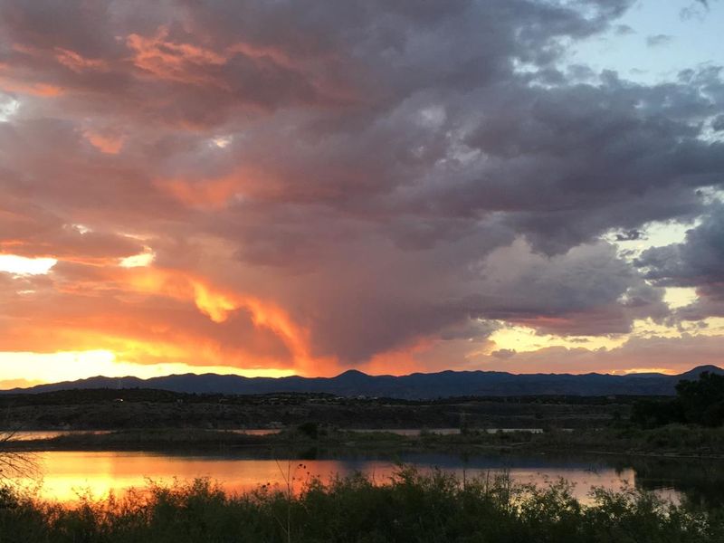 Looking across the lake to the Jemez Mountains