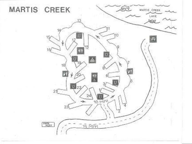 Alpine Meadow Campground map showing campsites by site number.