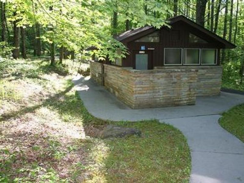 Paved trail from ADA sites to handicap accessible restroom. 