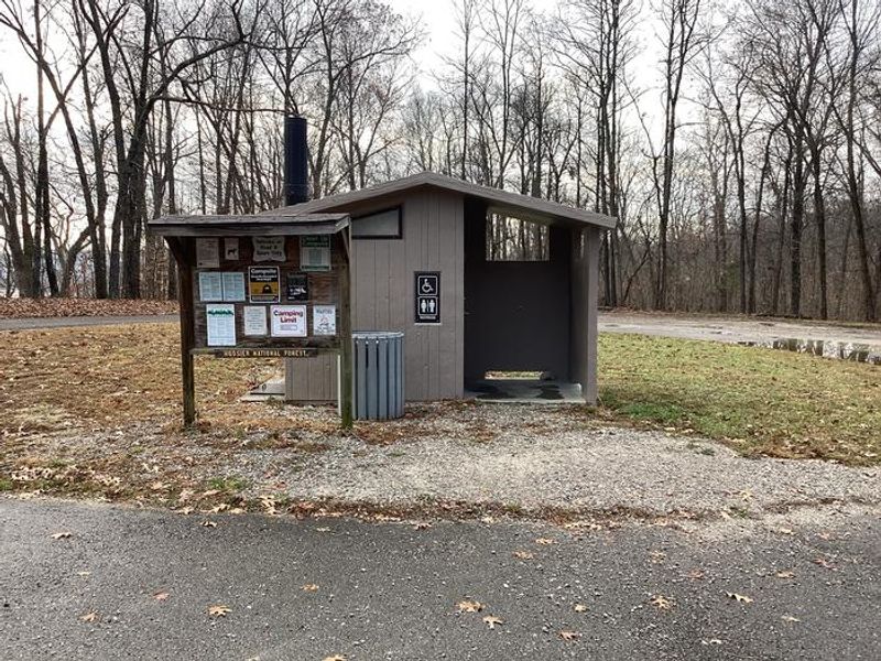 Vault toilet in campground