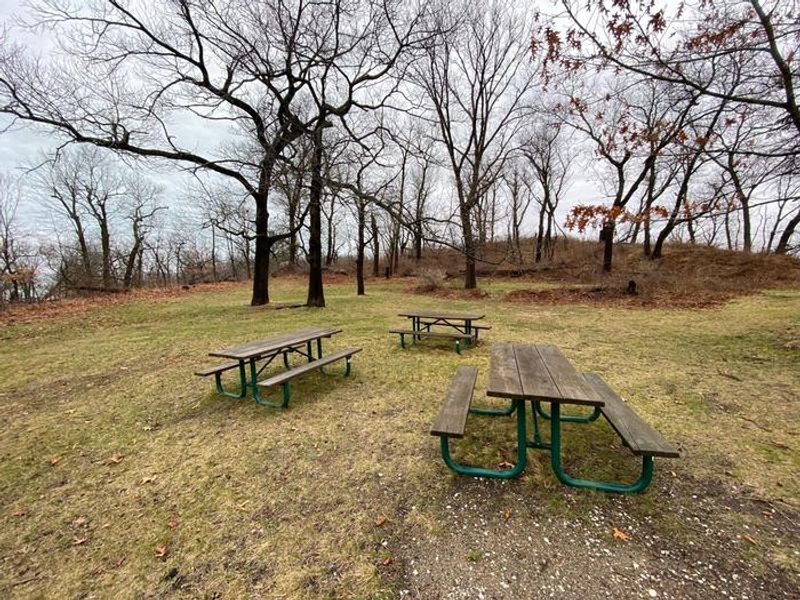 The Dunbar group camp site overlooks Lake Michigan.
