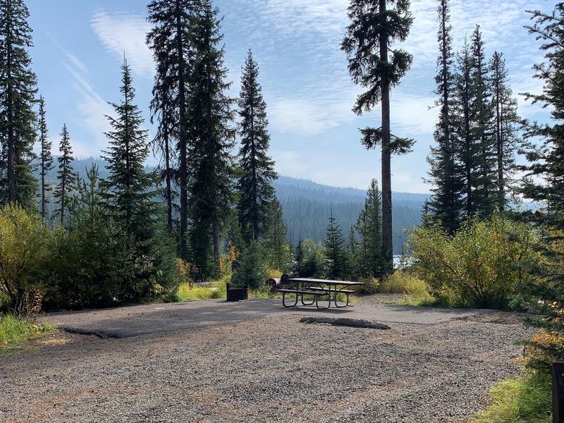 Upper Payette Lake from the Campground Site 7 with lake in the background.