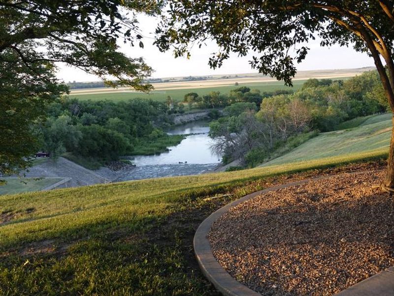 The Smoky Hill River borders the North end of Riverside Park