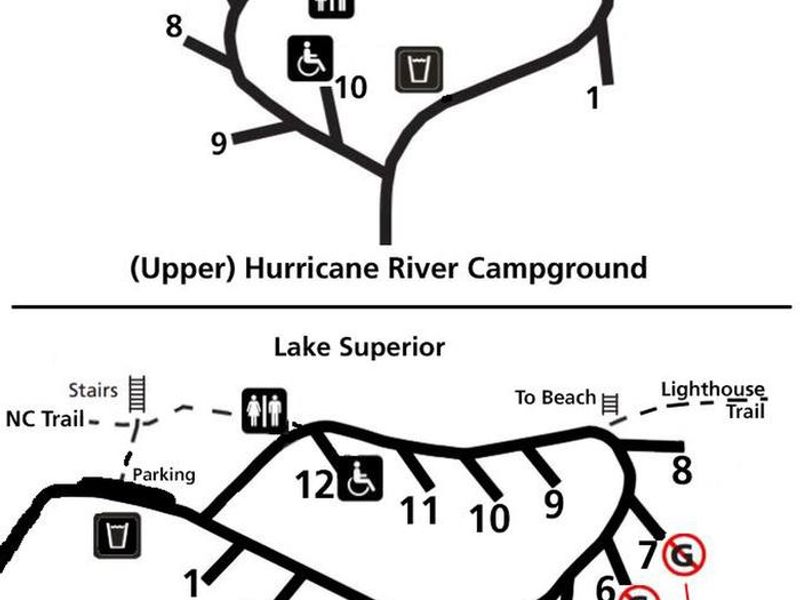 Campsite Map for Upper and Lower Hurricane River campground