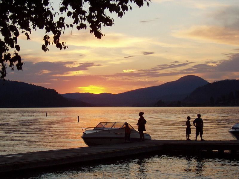 Off the lake at sunset.