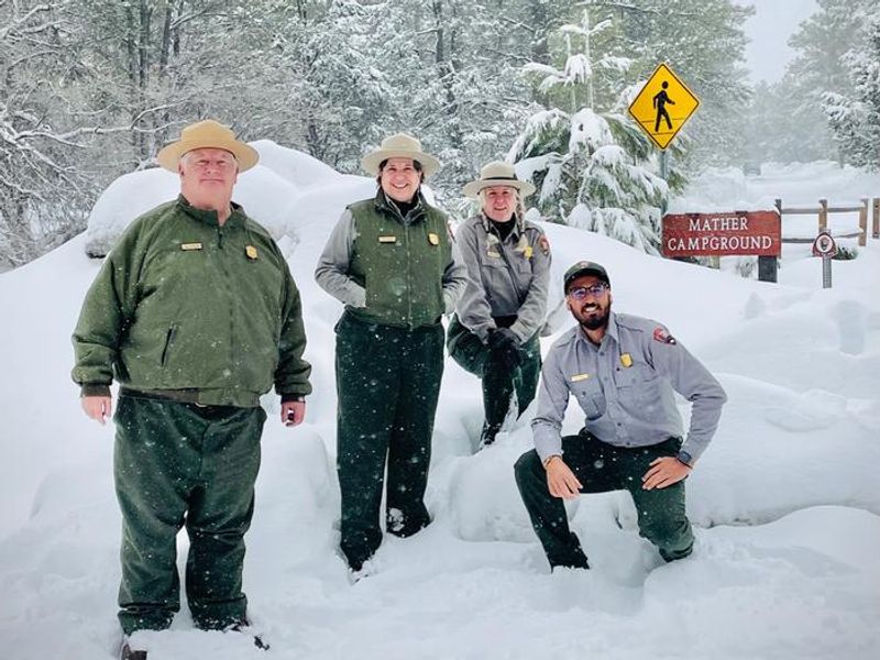 Mather Campground staff getting ready to open for the season.