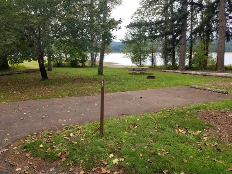 Campsite with Cottage Grove Lake in background