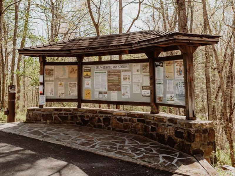 Pay station and informational signs.