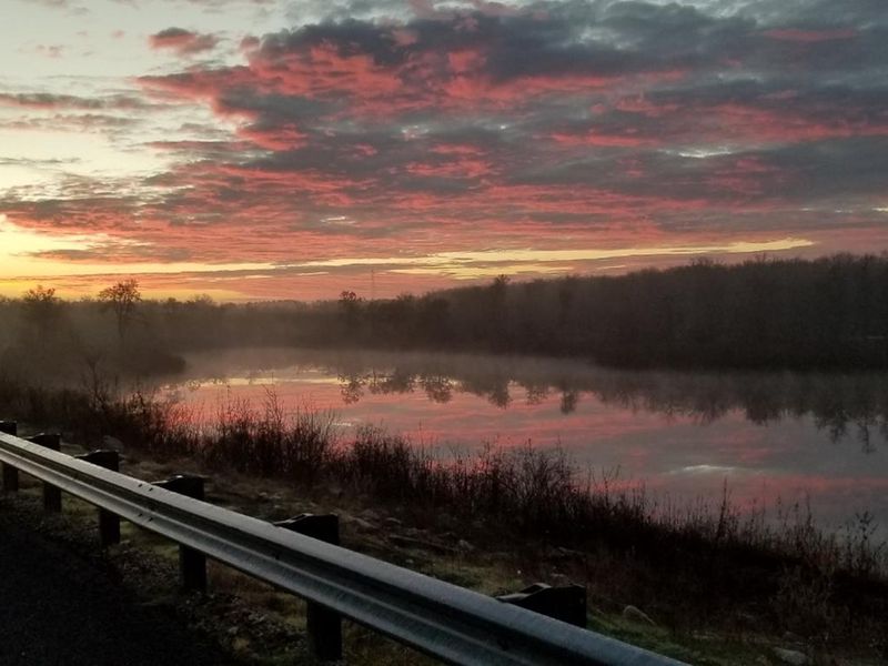 Sunrise on the causeway across from the marina. 
