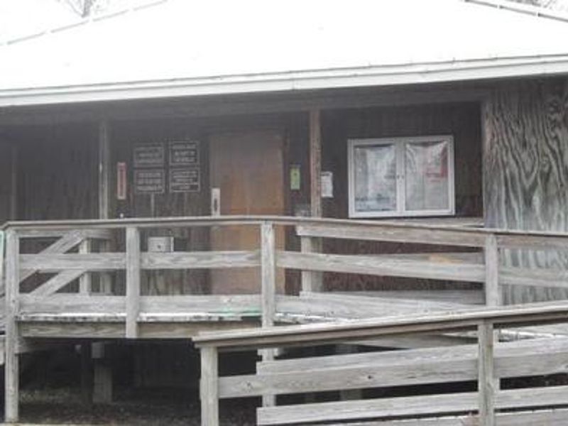 Accessible walkway into the bathhouse at Bear Creek Horse Camp.