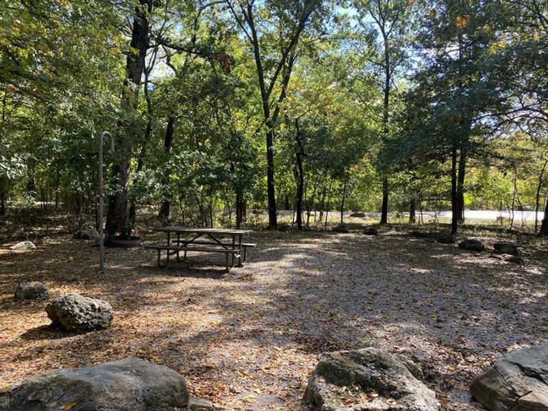 A campsite at Cold Springs Campground located across from Travertine Creek
 