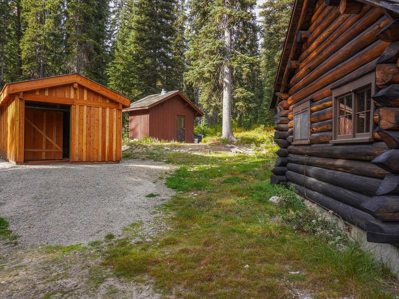 Bathroom and barn at cabin