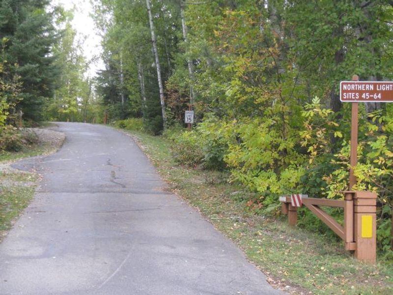 Northern Lights Loop Road, a paved road providing access to campsites.