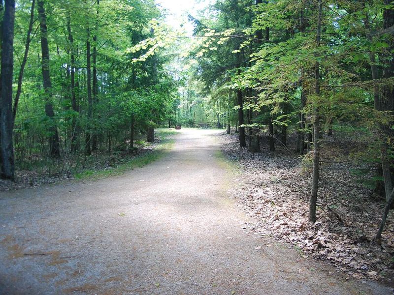 Road leading into sites located at the Little Bay de Noc Campground
