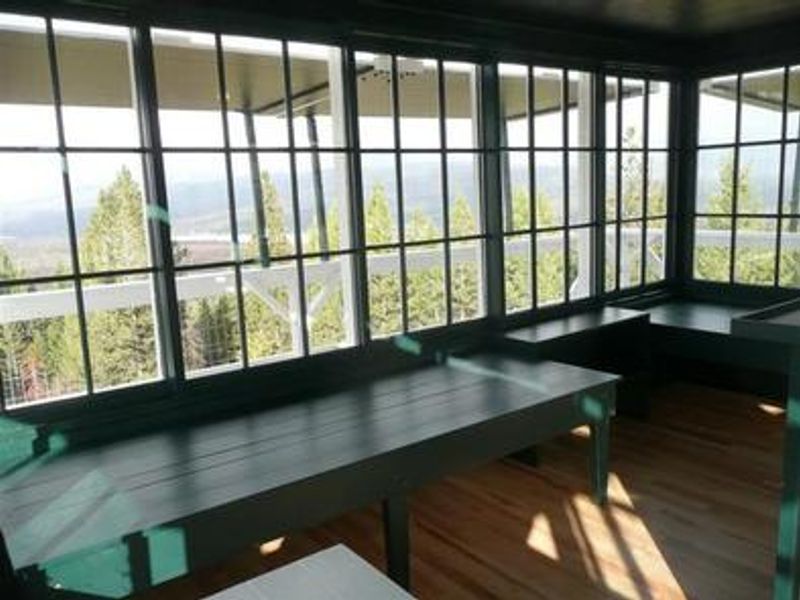 Double Arrow Lookout Tower- Interior looking northeast. A sleeping cot can be seen. 