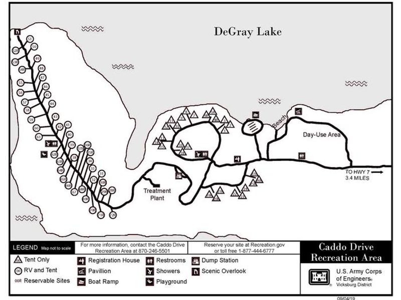 Map of day use area and campground.