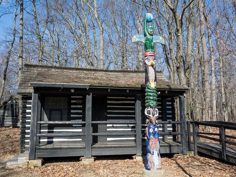 The Camp Greentop Office features a colorful totem poll.