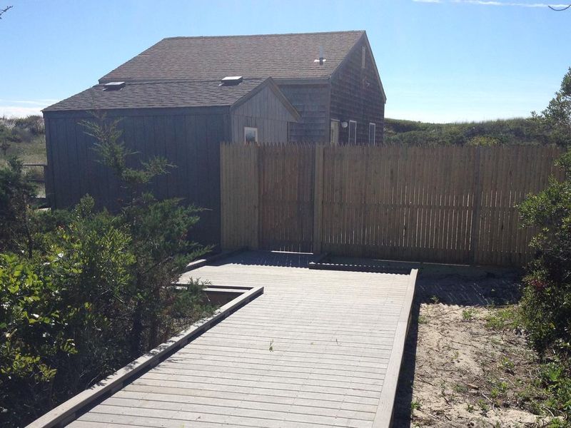 A South facing view of the Sailors Haven Cottage as you approach from the boardwalk. 