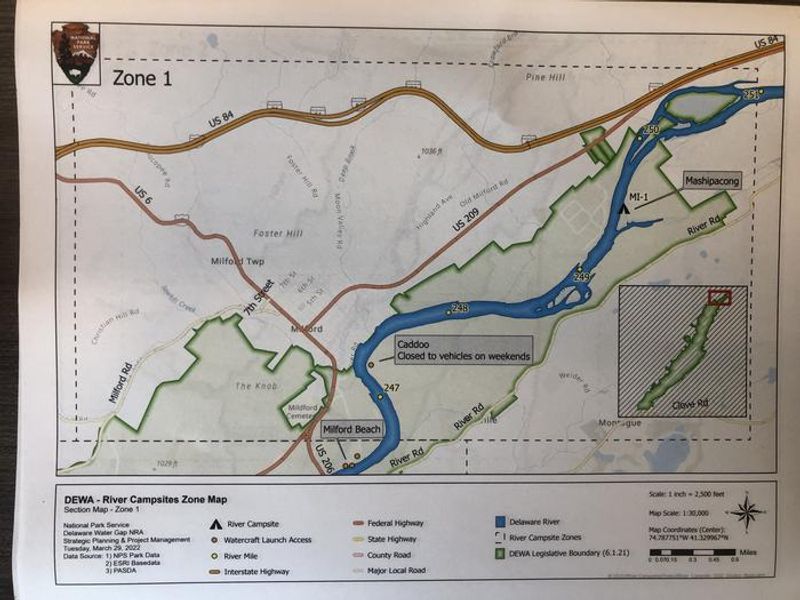 Zone 1 campsite location map