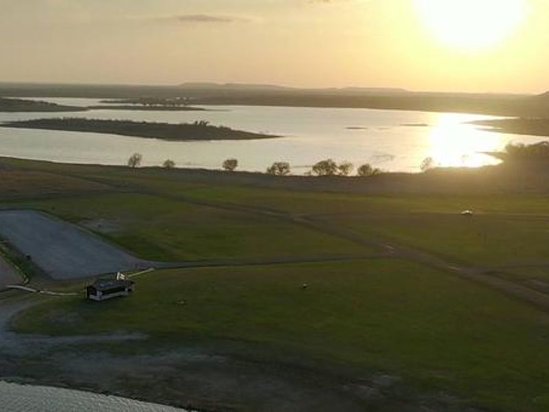 Aerial picture of Dana Peak swim beach