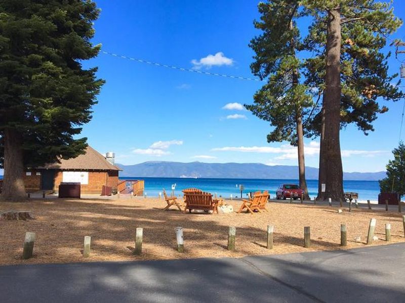 A lovely view of the lake and Wa She Shu (The peoples' place) Grill. 