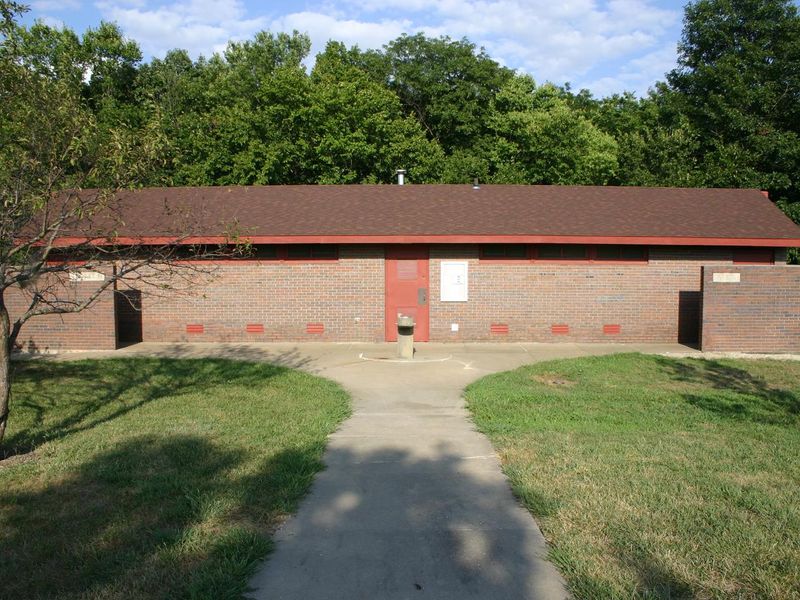 The Bloomington West group camp features a large restroom and shower facility