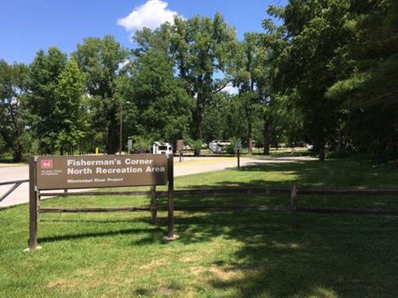 Entrance sign for Fisherman's Corner North Recreation Area campground