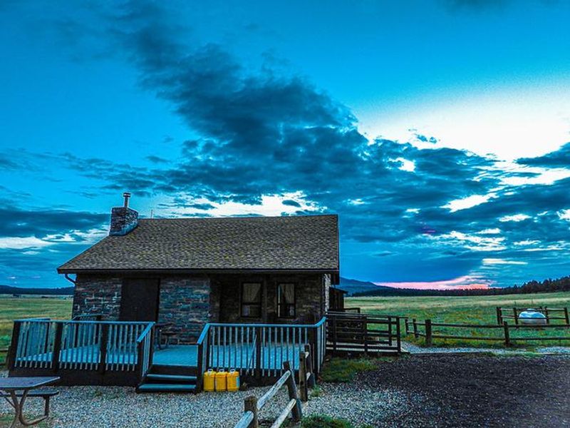 Kendrick Cabin sunset in August