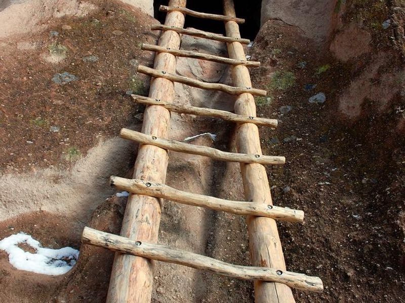 Ladders along the Main Loop Trail allow visitors to explore the cliff dwellings of the ancestral Pueblo people that called Bandelier home. 