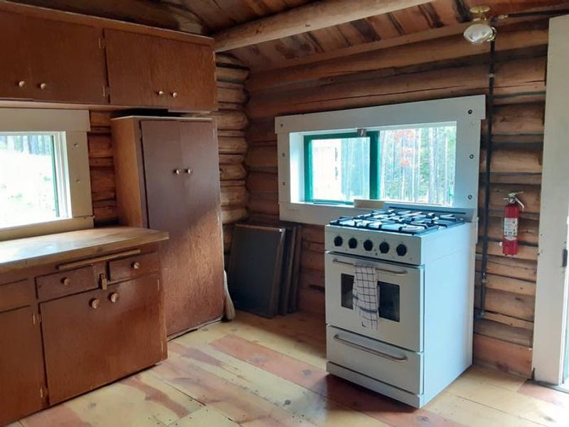 Stove and kitchen area