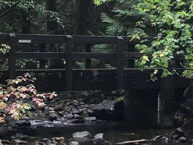 Bridge to Fish Creek Amphitheater within the campground.