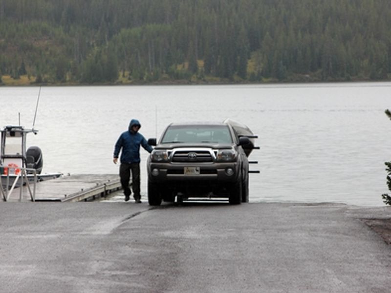 Lewis Lake Campground has a boat ramp located near the campground information and registration area.