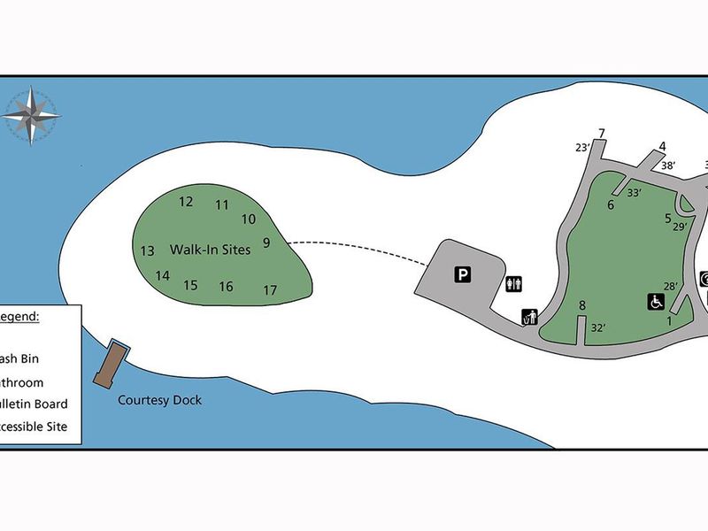 Campsite map of Kamloops Island